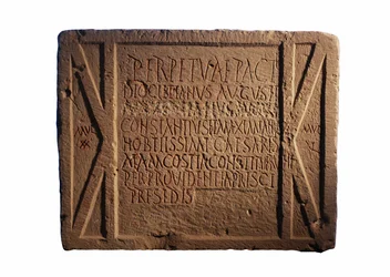 Inscription on a Roman army post, Yotvata, southern Negev, Israel, c.297-303 AD